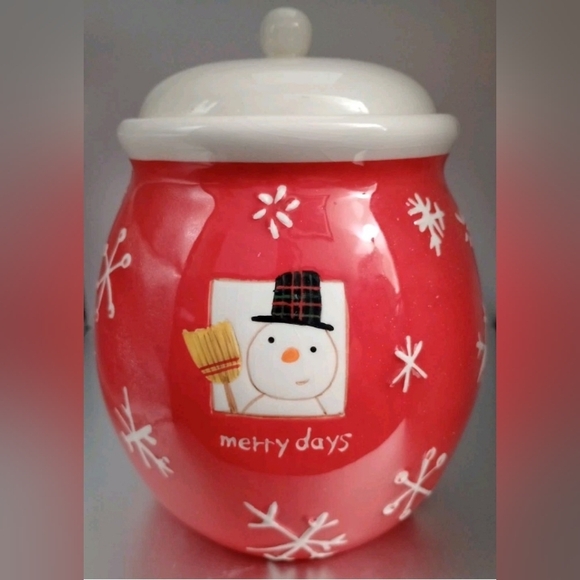 Hallmark Other - Hallmark Merry Days Snowman Christmas Holiday Cookie Treat Jar Canister 7 1/2"